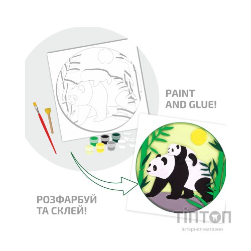 Набір для творчості Rosa Talent 3D-картина Панди МДФ ґрунтоване, 4 шари, 25х25см (4823098540083)