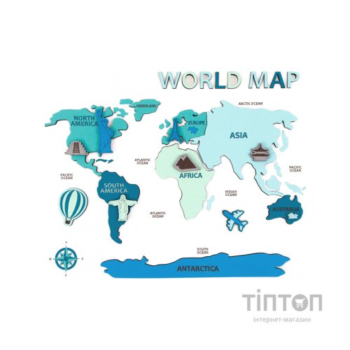 Набір для творчості Rosa Talent World Map 3D, МДФ, 30,5 х 37,5 см (4823098540014)