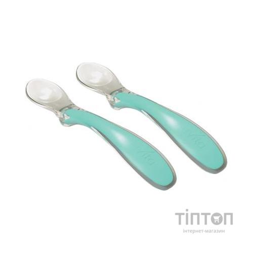 Набір дитячого посуду Nuvita силіконових ложечок Easy Eating 6м + 2 шт. зелених (NV8480COOLGREEN)