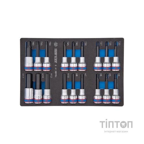 Набір головок KING TONY торцевих головок 1/2", TORX, HEX, L = 80 мм, в ложемент, 18 шт. (9-4138PRV)