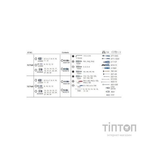 Набір інструментів KING TONY 77 шт. 1/4" та 1/2" (7577MR)