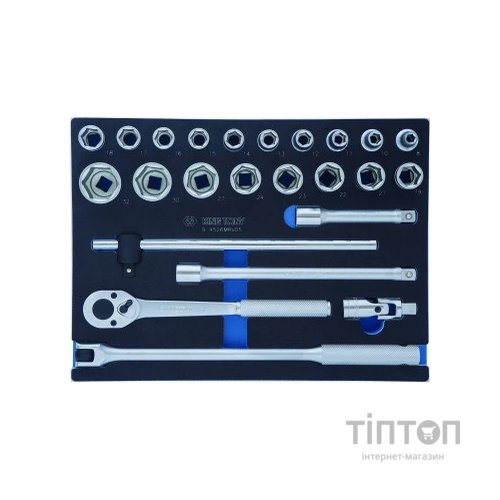 Набір інструментів KING TONY торцевих головок 1/2" 33 шт. з принаддям (9-4526MRV05)