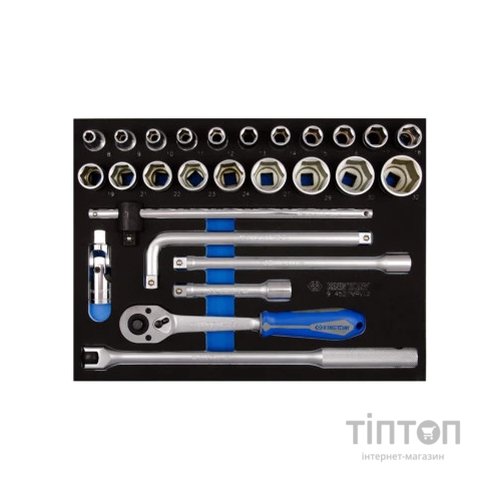 Набір інструментів KING TONY торцевих головок 1/2" з принаддям в ложементі, 27 шт. (9-4527MRV02)