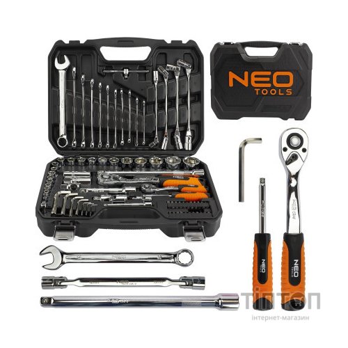 Набір інструментів Neo Tools 1/2", 1/4", CrV, 77 шт. (08-915)