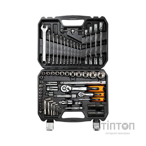Набір інструментів Neo Tools 1/2", 1/4", CrV, 77 шт. (08-915)
