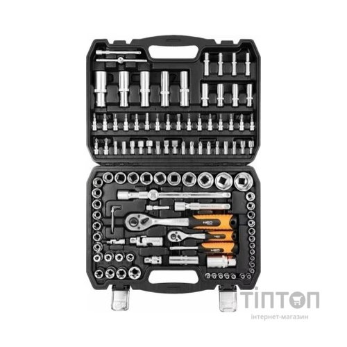 Набір інструментів Neo Tools 108шт, 1/2", 1/4", CrV, кейс (10-212)