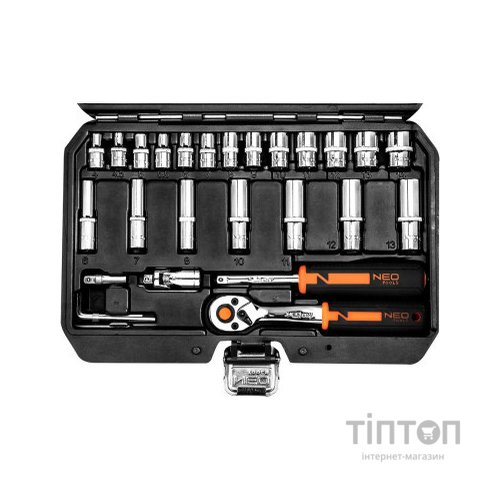Набір інструментів Neo Tools 73шт, 1/2", 1/4", CrV, кейс (10-054)