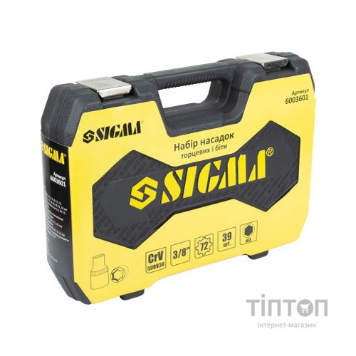 Набір інструментів Sigma насадок торцевих та біт 3/8" 39шт CrV mid (6003601)