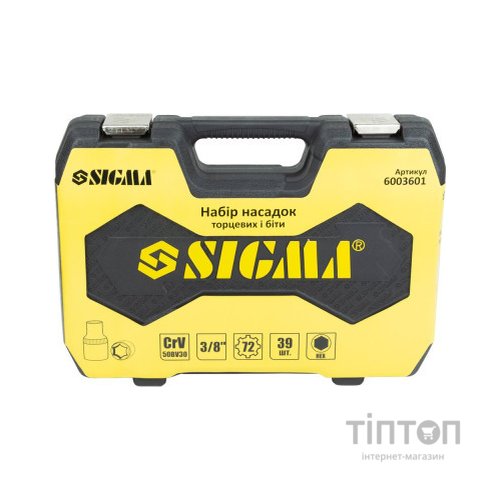 Набір інструментів Sigma насадок торцевих та біт 3/8" 39шт CrV mid (6003601)