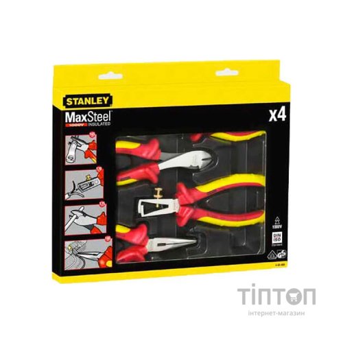 Набір інструментів Stanley MAXSTEEL VDE 1000V шарнірно-губцева електрика 4 шт. (4-84-489)