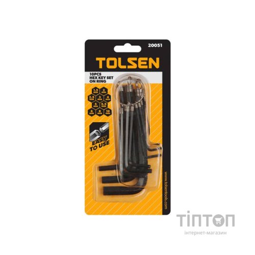 Набір інструментів Tolsen Г-образних шестигранних ключів 10 шт на кільці (20051)