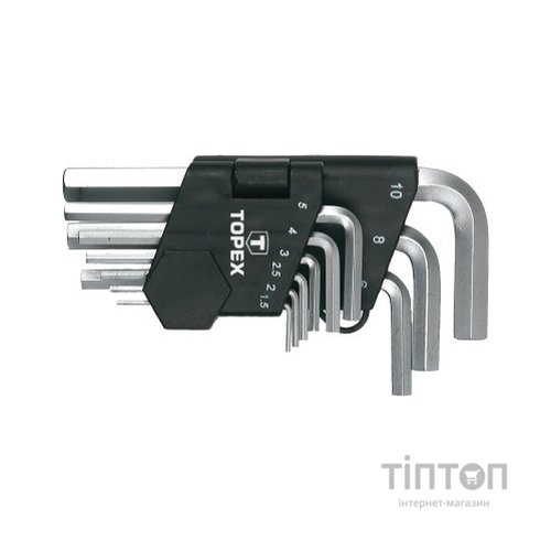 Набір інструментів Topex ключі шестигранні HEX 1.5-10 мм, 9 шт. (35D955)