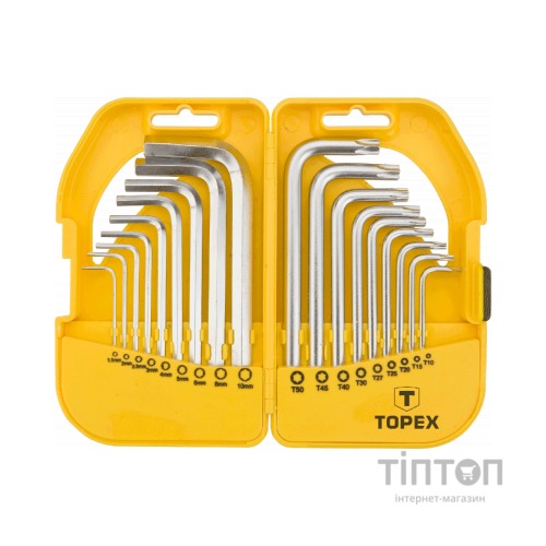 Набір інструментів Topex ключі шестигранні HEX и Torx, набір 18 шт.*1 уп. (35D952)