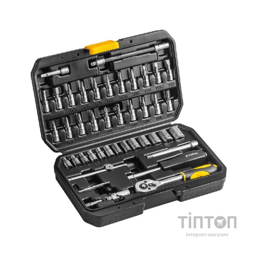 Набір інструментів Topex торцевих головок 1/4” CrV, 46 шт. (38D640)