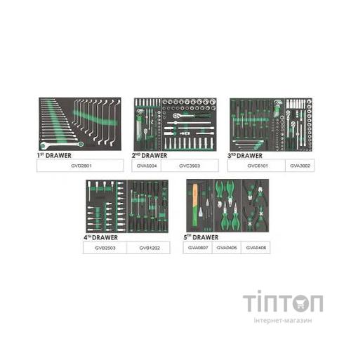 Набір інструментів Toptul для СТО у візку (Pro-Plus) 7 секцій 261од. сіра (GE-26109)