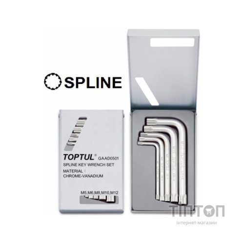 Набір інструментів Toptul ключів SPLINE Г-подібних М5-М12 (GAAD0501)