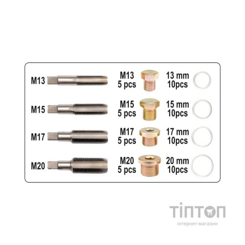 Набір інструментів Yato для ремонту зливних пробок M13, M15, M17, M20 (YT-1757)