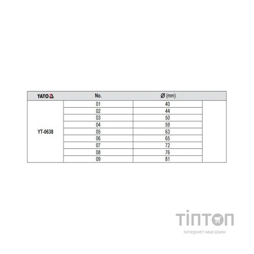 Набір інструментів Yato для встановлення підшипників та ущільнень 10 шт. (YT-0638)