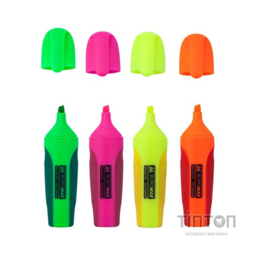 Набір маркерів Buromax highlighter pen, NEON, chisel tip, SET 4 colors (BM.8904-84)