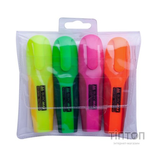 Набір маркерів Buromax highlighter pen, NEON, chisel tip, SET 4 colors (BM.8904-84)