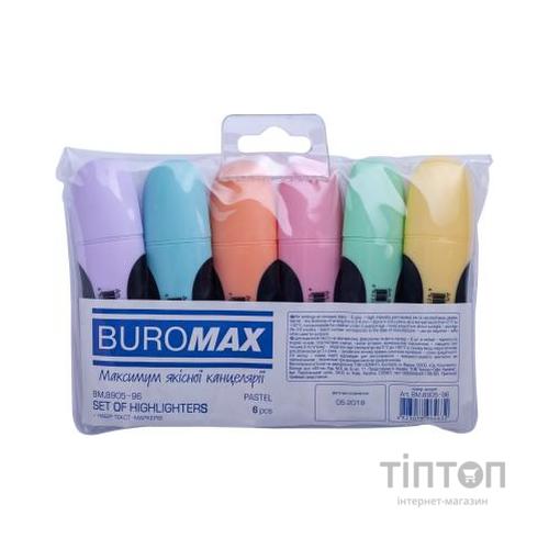 Набір маркерів Buromax highlighter pen, PASTEL, chisel tip, SET 6 colors (BM.8905-96)