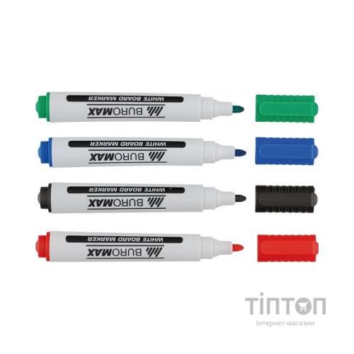 Набір маркерів Buromax JOBMAX Board, SET*4шт+губка (BM.8800-84)