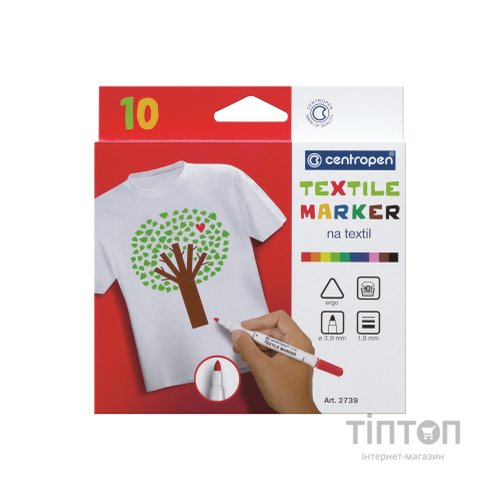 Набір маркерів Centropen набір для текстилю Textile 1.8 мм 10 шт (2739.10)