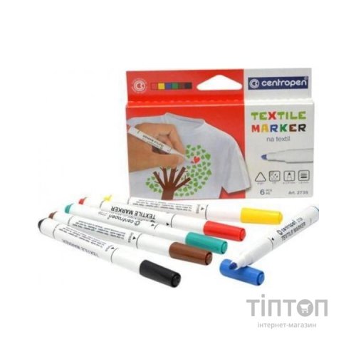 Набір маркерів Centropen набір для текстилю Textile 1.8 мм 6 шт (2739.6)