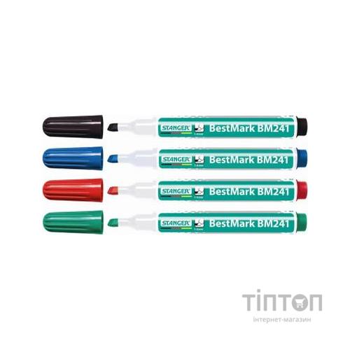 Набір маркерів Stanger набір з 4-х для сухостираємих дощок, клин. наконечнік1-4 мм (321003/BM241)