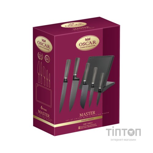 Набір ножів Oscar 5 ножів + обробна дошка (OSR-11002-6)