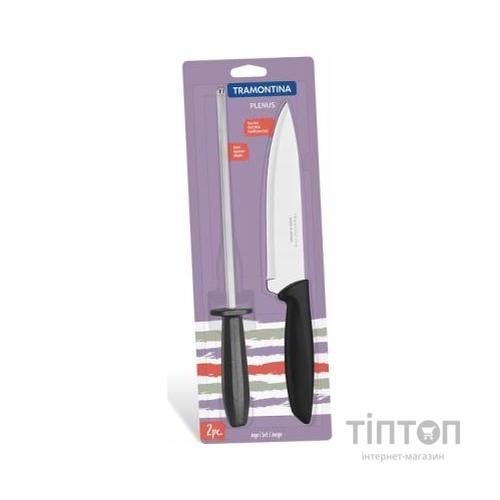Набір ножів Tramontina Plenus 2 предмета (нож 178мм + мусат) Black (23498/011)