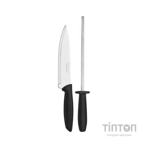 Набір ножів Tramontina Plenus 2 предмета (нож 178мм + мусат) Black (23498/011)