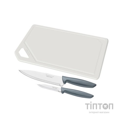 Набір ножів Tramontina Plenus 3 предмета (с досточкой) Grey (23498/614)