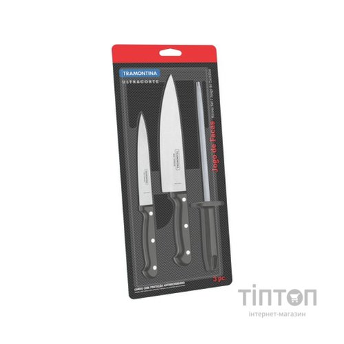 Набір ножів Tramontina Ultracorte 3 предмета (2 ножа + мусат) (23899/072)
