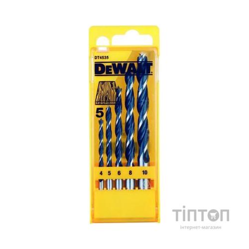Набір свердел по дереву Dewalt d=4,5,6,8,10 мм.