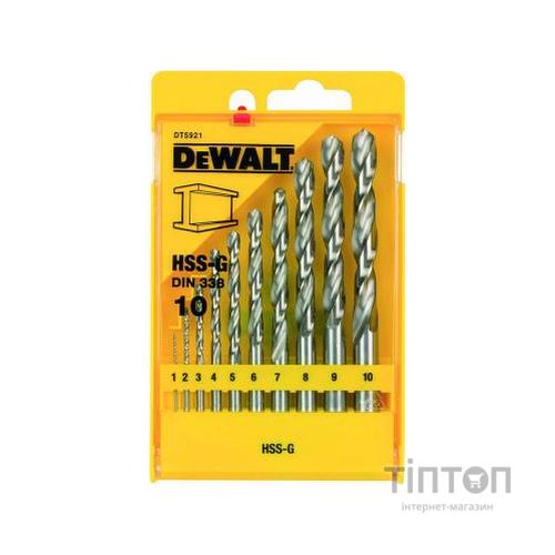 Набір свердел по металу Dewalt HSS-G 10шт, d=1-10мм.