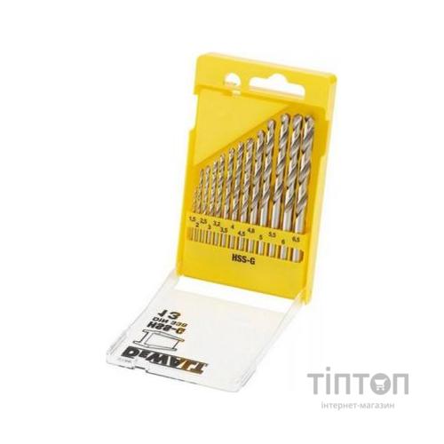 Набір свердл DeWALT HSS-G по металлу, 13шт, d=1,5-6,5мм. (DT5922)