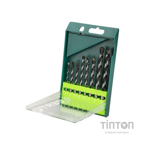 Набір свердл Verto 4, 5, 5, 6, 6, 7, 8, 10 мм, по бетону, 8 шт. (60H302)