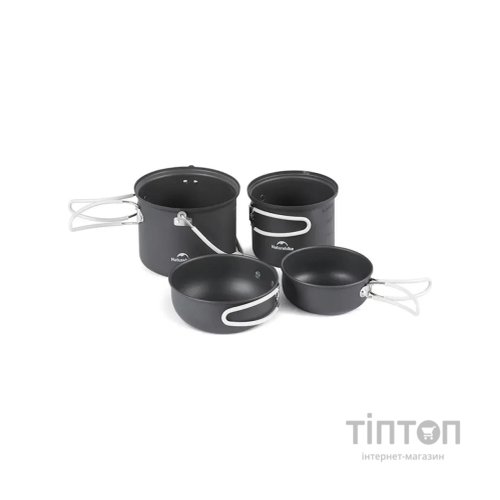 Набір туристичного посуду Naturehike NH18T018-G, алюміній, 2 каструлі, 2 кришки (6927595785515)