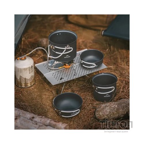 Набір туристичного посуду Naturehike NH18T018-G, алюміній, 2 каструлі, 2 кришки (6927595785515)