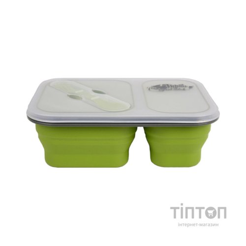 Набір туристичного посуду Tramp 2 отсека силиконовый 900ml с ловилкой olive (UTRC-090-olive)