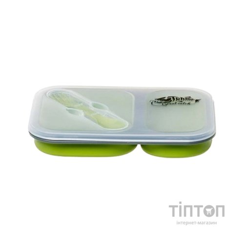 Набір туристичного посуду Tramp 2 отсека силиконовый 900ml с ловилкой olive (UTRC-090-olive)