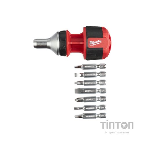 Набір викруток Milwaukee з тріскачкою коротка 8 в 1 (4932471868)