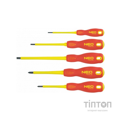 Набір викруток Neo Tools шліцева (1000 В), набір 5 шт (04-220)