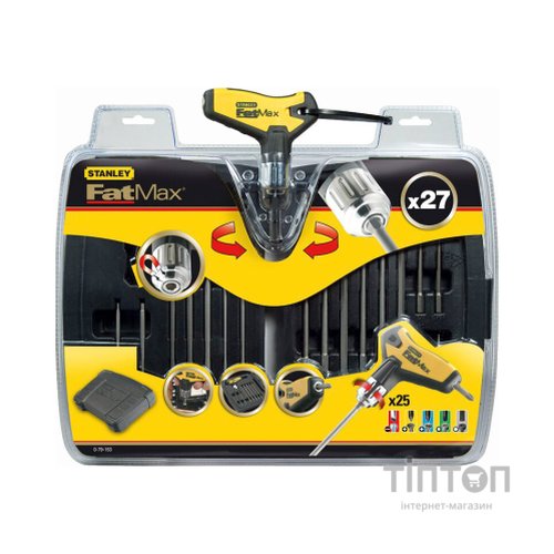 Набір викруток Stanley FatMax з Т- рукояткою з храповим механізмом та набором біт, 27 шт (0-79-153)
