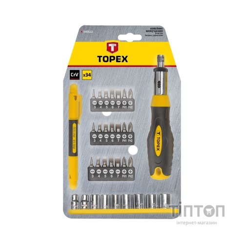 Набір викруток Topex насадок с держателем Cr-V (39D522)
