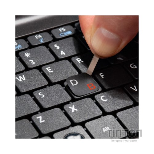 Наклейка на клавіатуру SampleZone непрозора чорна, біло-помаранчевий (SZ-BK-RS)