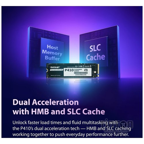 Накопичувач SSD 1TB Patriot P410 M.2 2280 PCIe NVMe 4.0 x4 TLC (P410P1TBM28H)