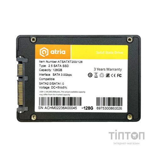 Накопичувач SSD 2.5" 128GB XT200 ATRIA (ATSATXT200/128)