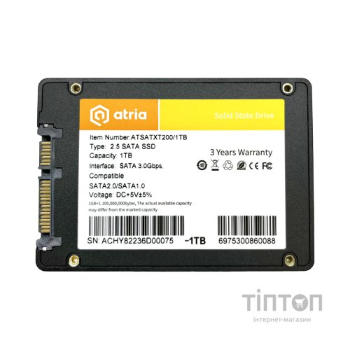 Накопичувач SSD 2.5" 1TB XT200 ATRIA (ATSATXT200/1024)